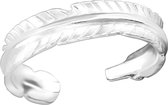 Zilveren teenring met veertje | Toe ring adjustable feather | Sterling 925 Silver (Echt zilver)