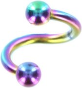 Titanium Geanodiseerd Regenboog Twister Balls 1,6 mm x 10 mm ©LMPiercings