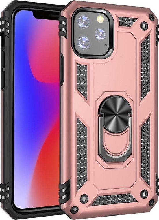 Ntech Apple iPhone 11 Pro Armor Ring Holder TPU - Rose Goud