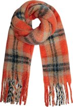 Scarf Frayed Checks Orange