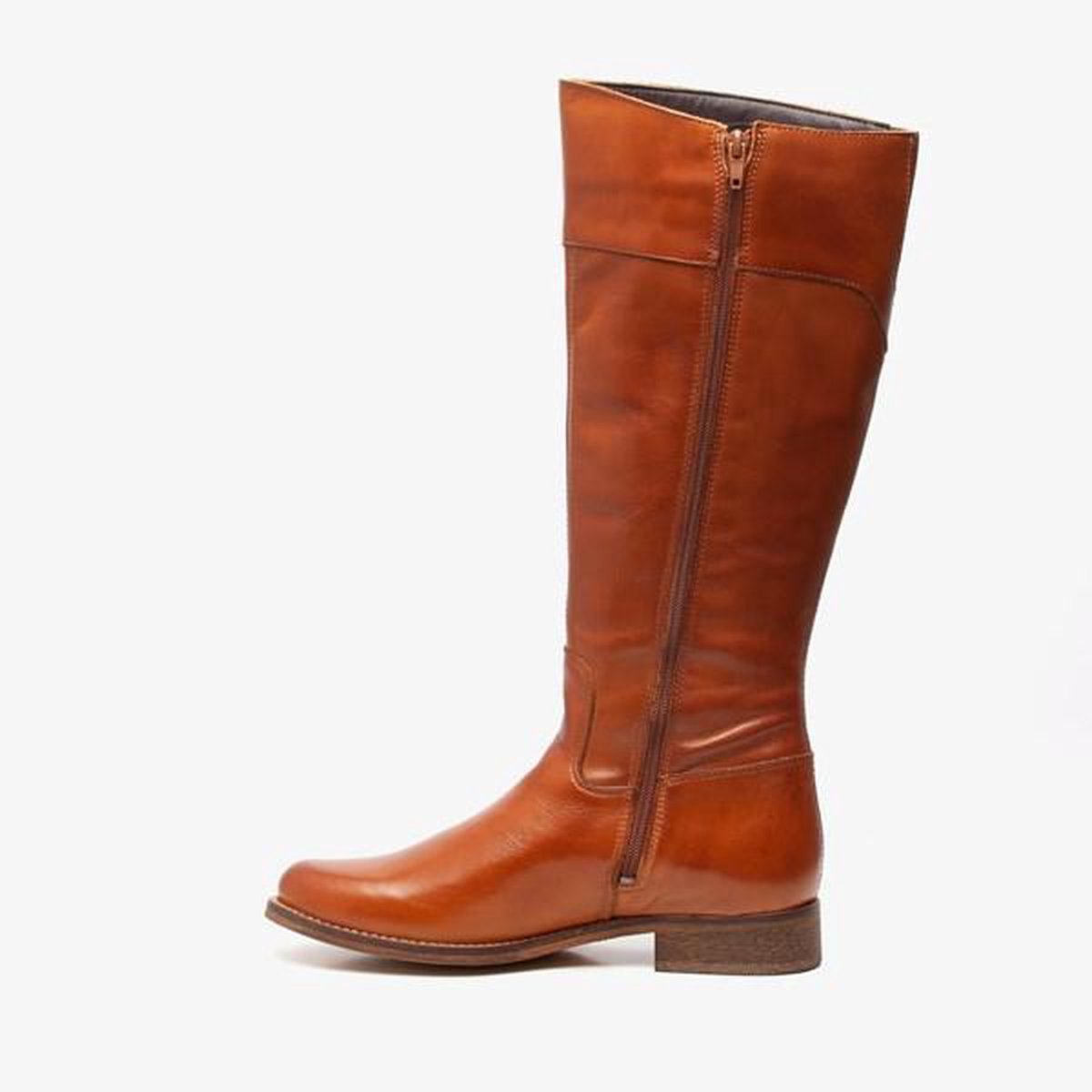 TwoDay hoge leren dames laarzen - Cognac - Maat 38 | bol.com