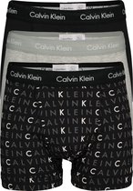 Calvin Klein trunks (3-pack) - heren boxers normale lengte - zwart - grijs en logo print -  Maat: M