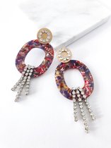RESIN OORBELLEN MET SWAROVSKI - ROOD - N19FW082 - ZATTHU JEWELRY