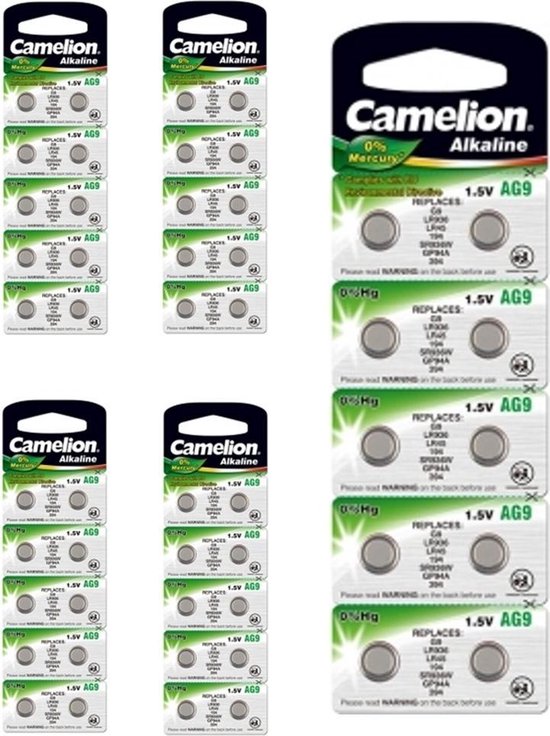 Camelion 394/380 AG9 SR936SW 60mAh 1.55V knoopcel batterij - 50 Stuks (5  Blisters a 10St) | bol.com