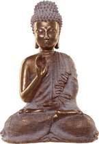 Beeld - Boeddha - Sereniteit - goud met wit - 23cm