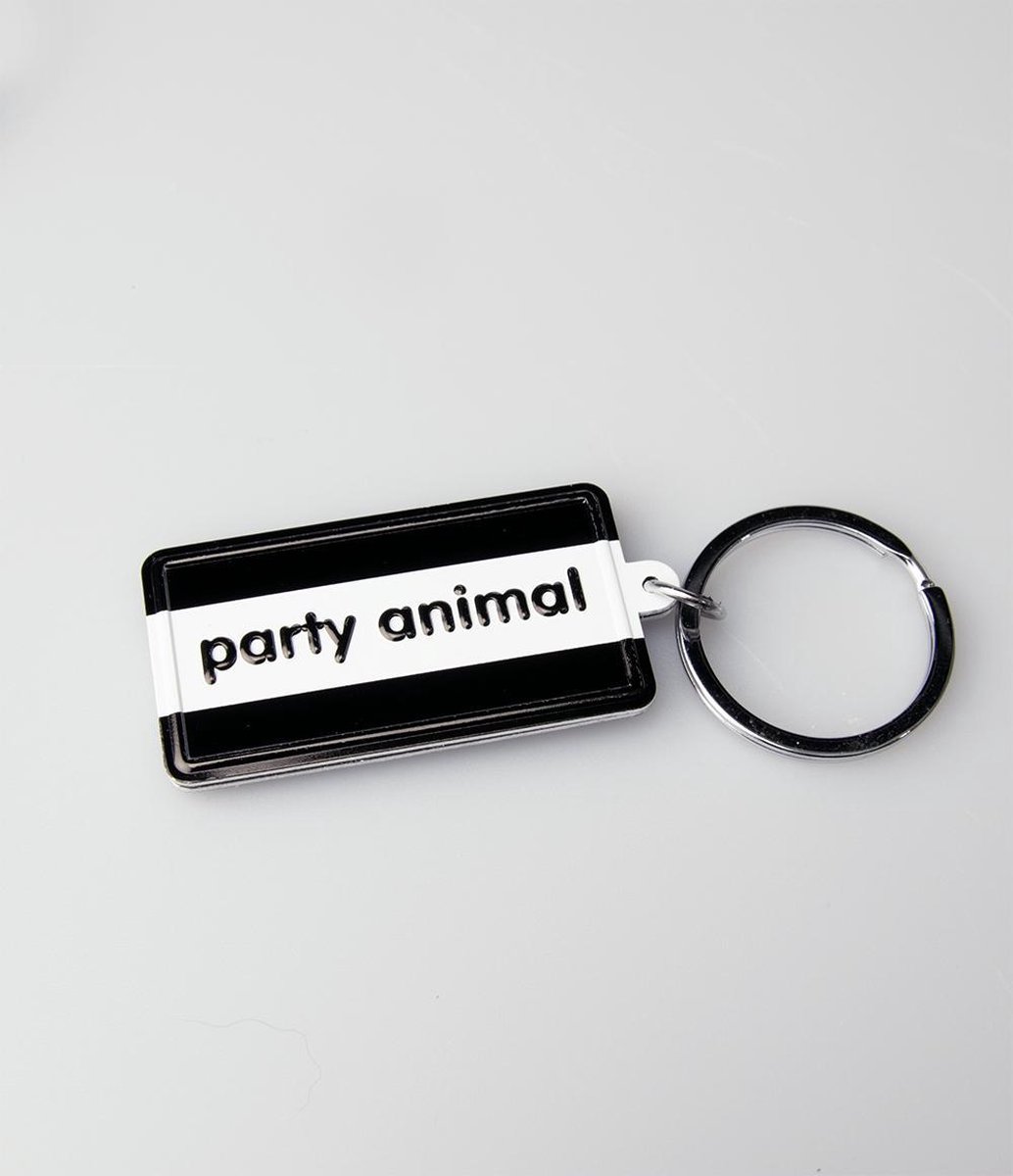 Paper Dreams Sleutelhanger Party Animal 13,5 X 4,5 Cm Zwart/wit