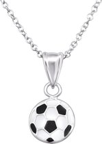 Joy|S - Zilveren voetbal bal hanger 9 x 9 mm met ketting 39 cm Sterling zilver 925