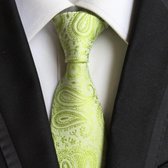 Mint groen / Wit luxe stropdas met Paisley motief