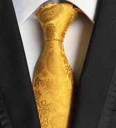 Goud / Geel luxe stropdas met Paisley motief