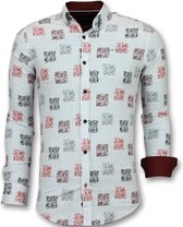 Getailleerde Overhemden Mannen - Bloemen Blouse Heren - 3012 - Wit