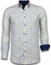 Tony Backer chemises italiennes - chemise slim fit - chemisier à motif fleuri - chemises décontractées beiges hommes hommes chemise taille XL