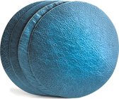 Tannery Leather Onderzetters Excellent Leer 4 stuks Metallic Blauw Rond