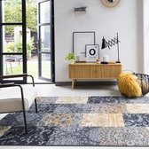 Patchwork vloerkleed - Famous Grijs/Geel 70x140cm