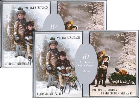 Bol Com 20 Luxe Kerstkaarten Vintage 2 2 X 10 Kaarten