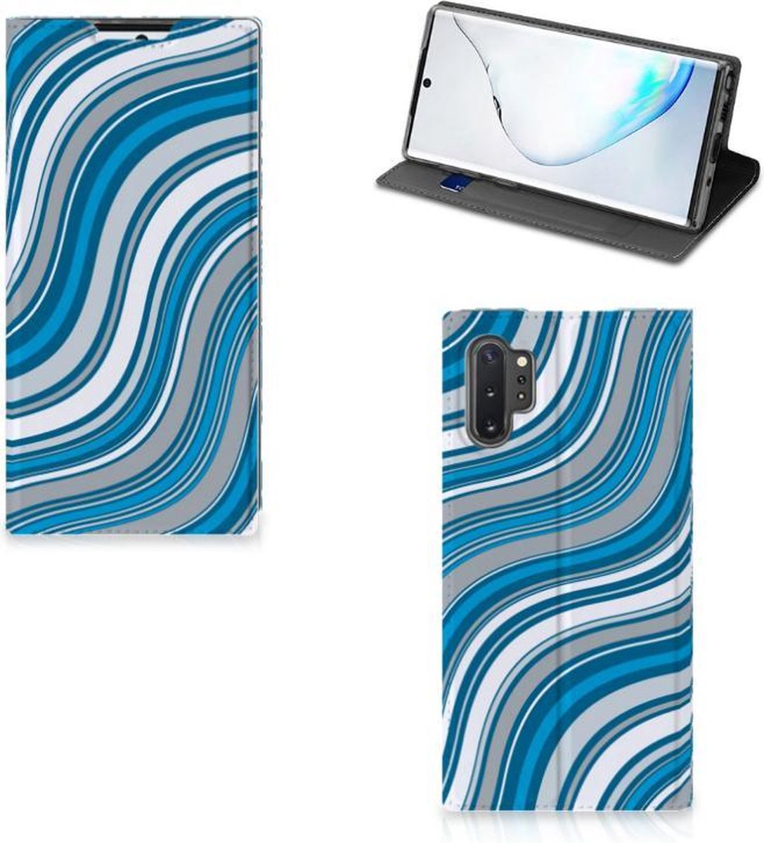 Samsung Galaxy Note 10 Plus Hoesje met Magneet Waves Blue