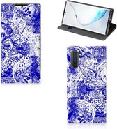 Mobiel BookCase Geschikt voor Samsung Galaxy Note 10 Angel Skull Blue