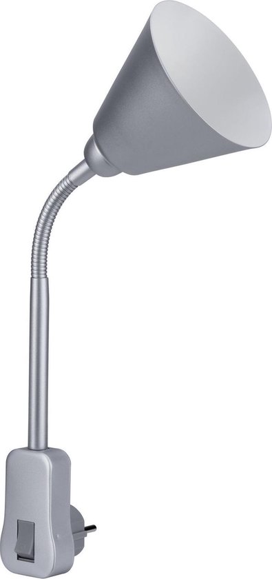 Paulmann stekkerlamp Junus - met flexibele arm - E14 - grijs