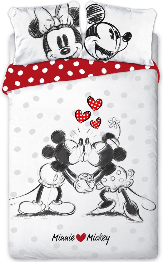 Disney Minnie Mouse Minnie Loves Mickey - Dekbedovertrek - Eenpersoons - 140 x 200 cm - Multi