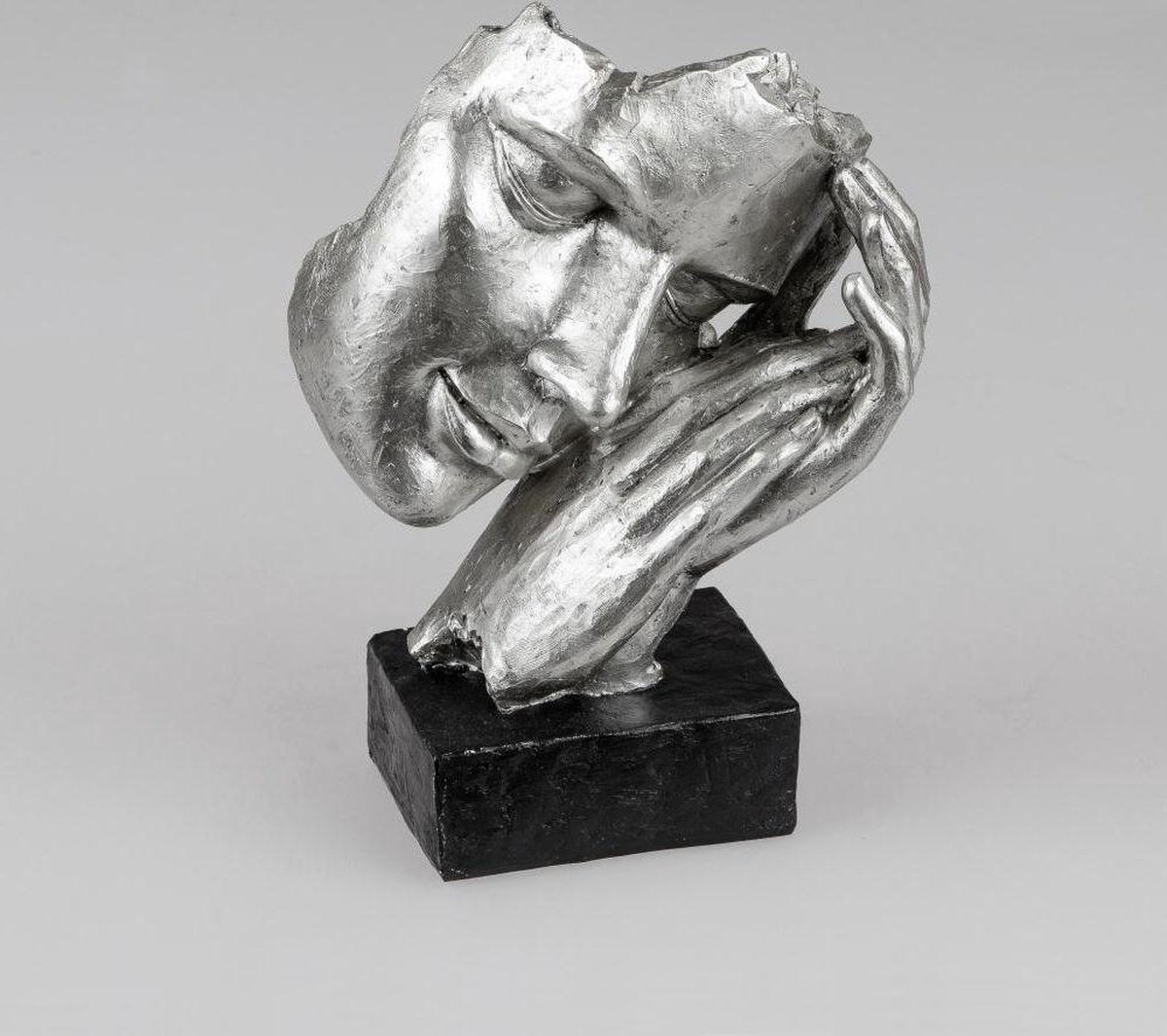 Vrouw - Beeld - Zilver - op voet - 22cm - rust