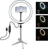 Puluz Ring of Light 10.2 inch/26CM - USB 3 Dimbare LED Ringlamp  met telefoonhouder – LED Ringlight – Vlogging LED Ring – Make-up lamp - Ringlamp