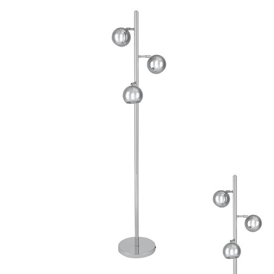 Vloerlamp - staande lamp - chroom - 3 x E14 - model aWc.10099-T3 | bol.com