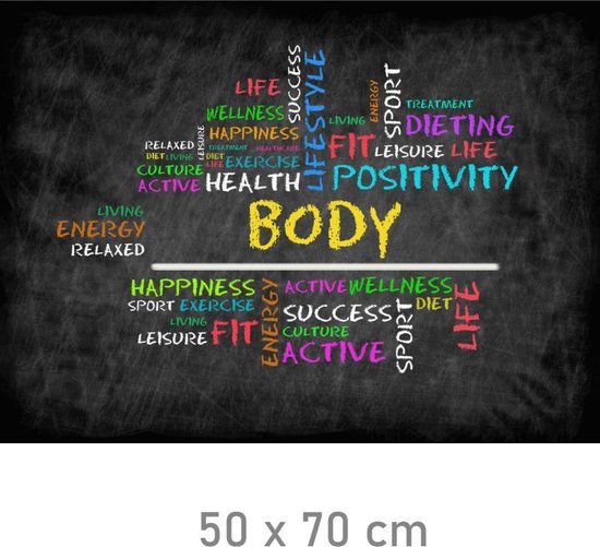 Canvas Schilderij * Sport Body Health Energy Wellness * - Moderne Kunst aan je Muur - kleur - 50 x 70 cm