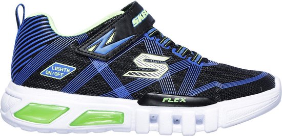 Skechers Flex Glow Jongens Sneakers - Black Blue Lime - Maat 29 | bol.com