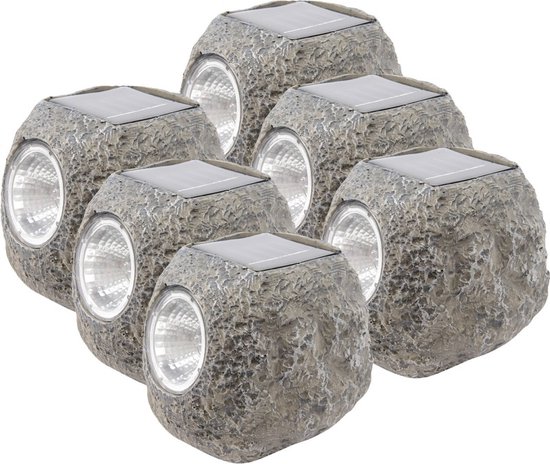 6x LED stenen spots solar verlichting - Tuinverlichting - Tuinlampen... | bol.com