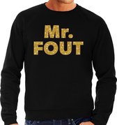 Mr. Fout gouden glitter tekst sweater zwart heren XL (54)