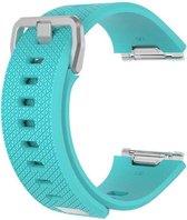 Fitbit Ionic Siliconen Bandje |Turquoise Blauw / Turquoise Blue |Square patroon | Premium kwaliteit | Maat: M/L | TrendParts