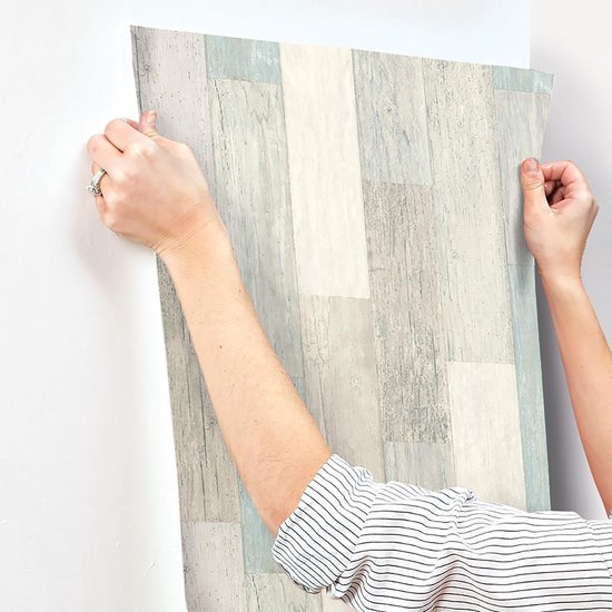 RoomMates Coastal Weathered Plank Peel and Stick Wallpaper