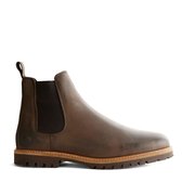 Travelin Skjern - Leren Chelsea boot - Heren - Wol gevoerd - Donkerbruin Leer - Maat 42