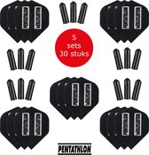 Darts Set - 15 stuks Pentathlon - darts flights - super stevig - zwart - dartflights - dart flights - inclusief 15 stuks - flight protectors