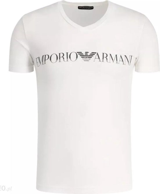 Emporio Armani - Heren - T-shirt Mega Logo Donkerblauw - Wit - XXL | bol.com