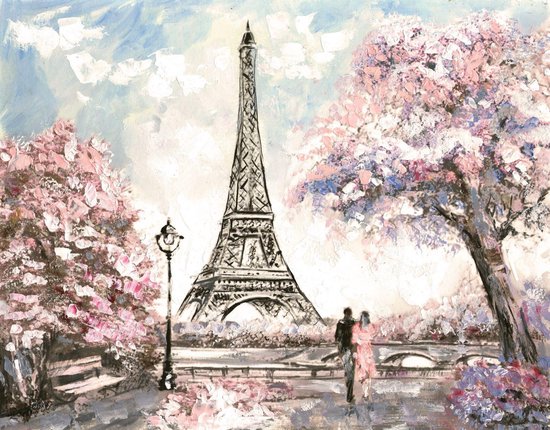 100% Nederlandse Productie! │ Flitzz Diamond Painting │ Aquarel Eiffeltoren Parijs │ Formaat 75 x 50 cm │ Diamond Painting Pakket Volwassenen │ Volledige bedekking │ Vierkant │ Full │ 70 kleuren