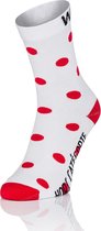 Winaar Fietssokken Zomer Unisex Wit met Rode Stippen - Polka Dot Bergtrui - 42-44