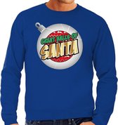 Foute Kersttrui / sweater - Great balls of Santa blauw voor heren - kerstkleding / kerst outfit S (48)