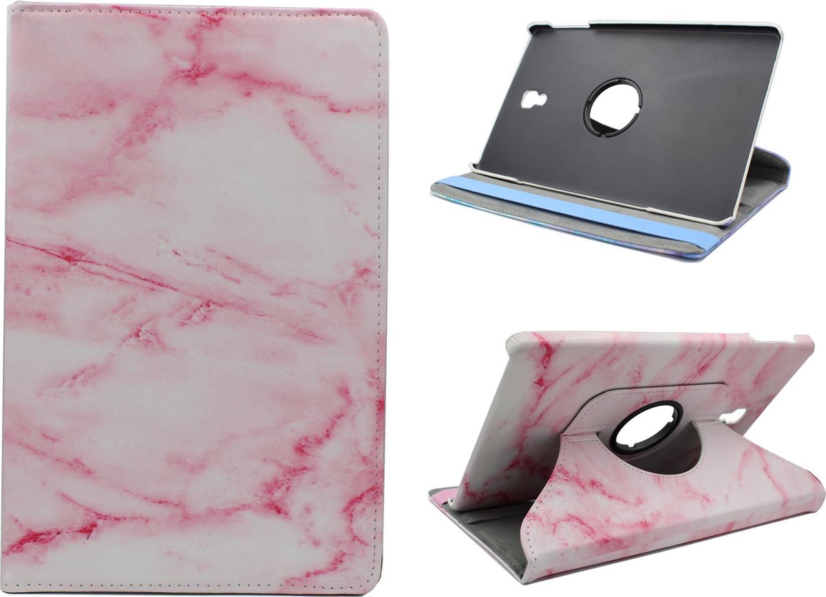 HB Hoes Geschikt voor Apple iPad 10.2 (2019) met Print - Draaibare Tablet Book Cover - Roze Marmer
