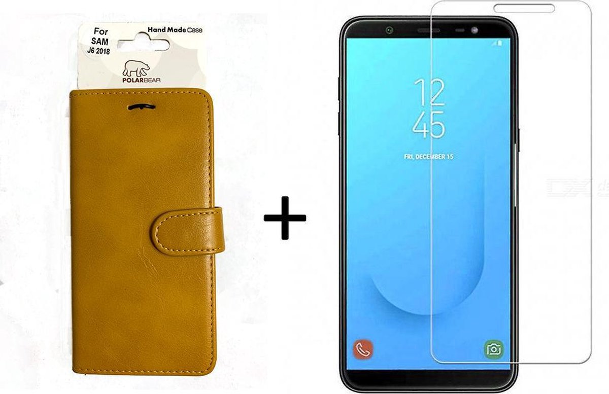 Samsung Galaxy J6 (2018) bookcase hoesje + screenprotector ultra gehard