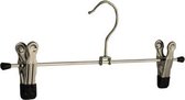 De Kledinghanger Gigant - 20 x Rok / broekhanger metaal verchroomd met anti-slip (zwart) maxi-knijpers, 30 cm