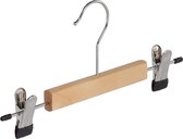 De Kledinghanger Gigant - 20 x Rok / broekhanger (kind) lotushout naturel gelakt met knijpers, 25 cm