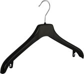 De Kledinghanger Gigant - 130 x Mantel / kostuumhanger kunststof zwart met schouderverbreding, 38 cm