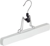 De Kledinghanger Gigant - 25 x Broekklem beukenhout wit gelakt met vilt inlage, 27 cm