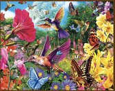 Vogels vlinders en bloemen - Botanisch| 40x30 | ROND | 44 kleuren  | Pakket Volwassenen | Volledige Bedekking | natuur |Diamond Painting