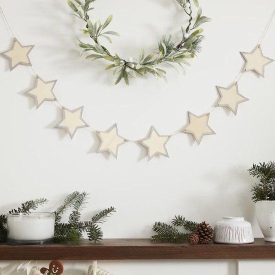 Let it Snow - Guirlande étoile en bois avec paillettes | bol.com