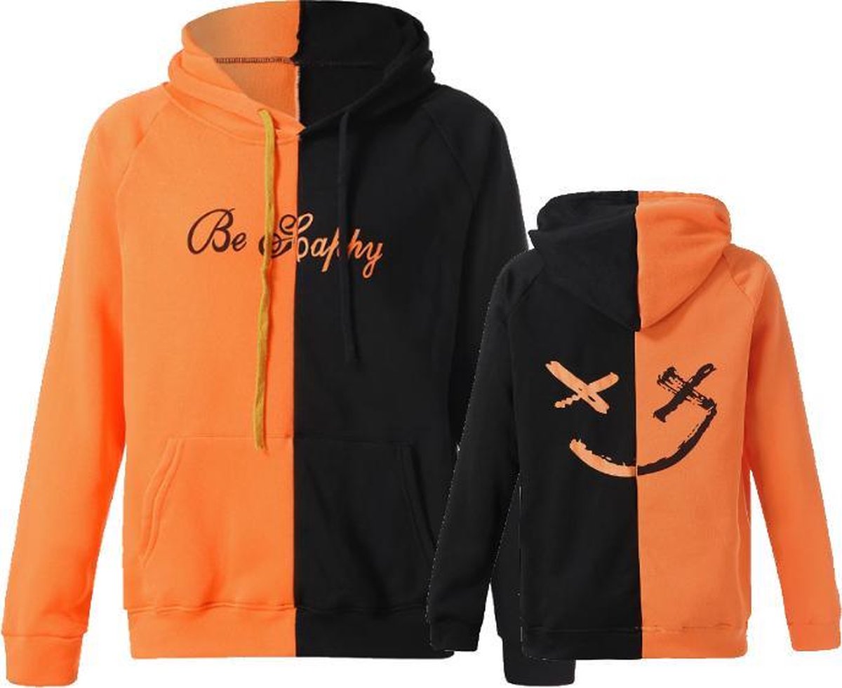 Orange and black hotsell be happy hoodie