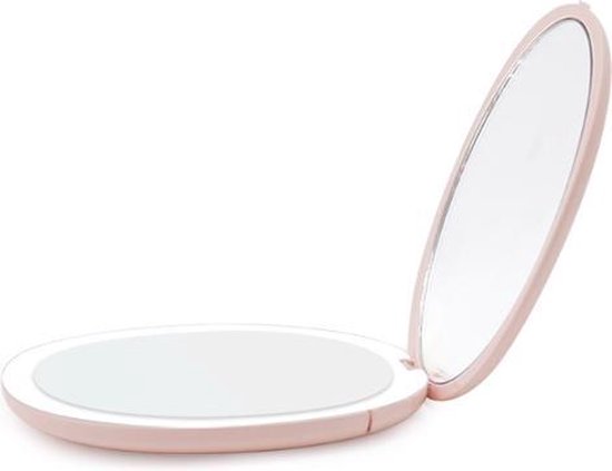 bol.com | Make-up spiegel met LED verlichting - Reisspiegel - Daglichtlamp  - Roze - 1X 5X...