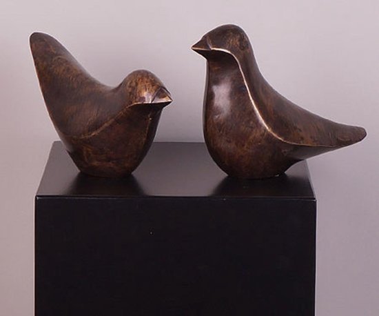Bronzen beeldjes, set duiven duif brons