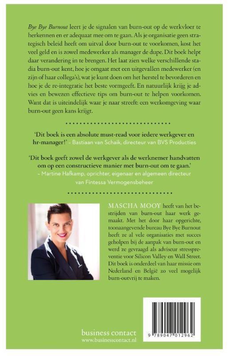 Bye Bye Burnout - back cover