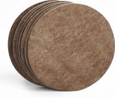 Tannery Leather Onderzetters Excellent Leer 6 stuks Taupe Rond